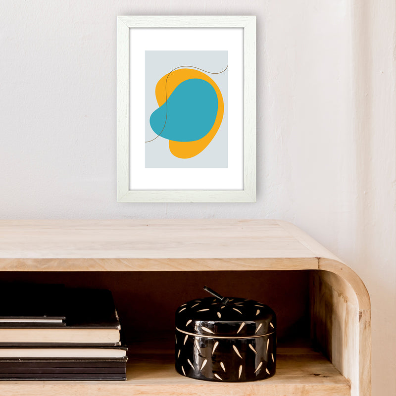 Mita Teal Bold Abstract N22  Art Print by Pixy Paper A4 Oak Frame