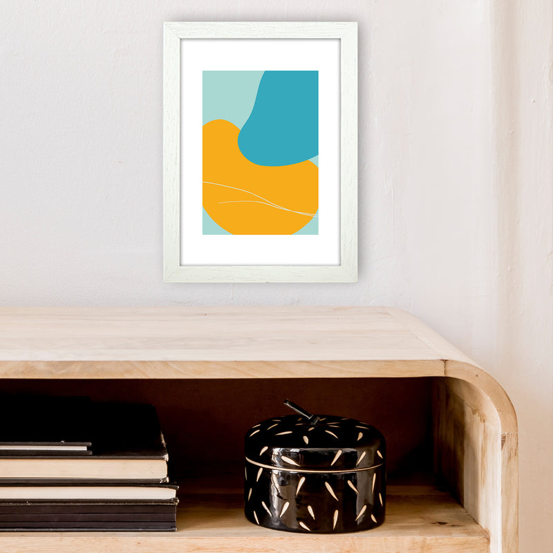 Mita Teal Bold Abstract N20  Art Print by Pixy Paper A4 Oak Frame