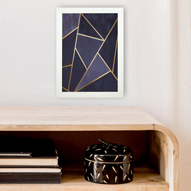 Lux Navy And Gold Geo Print  Art Print by Pixy Paper A4 Oak Frame