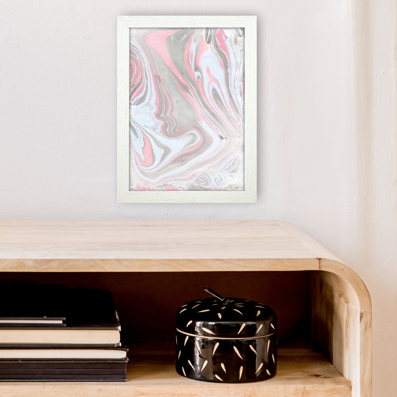 Liquid Mix Stone And Pink  Art Print by Pixy Paper A4 Oak Frame