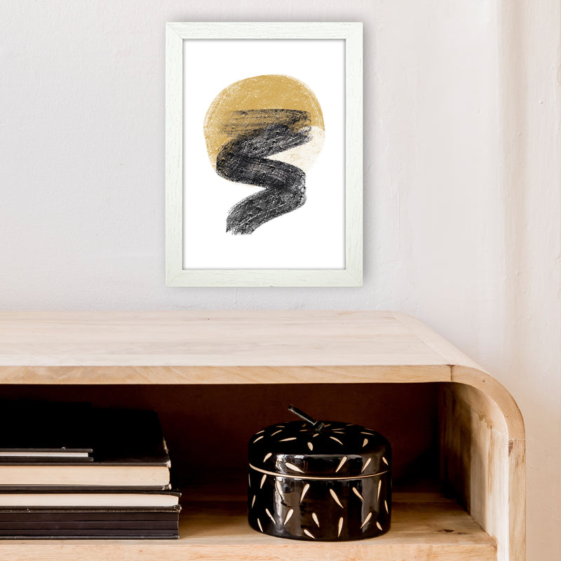 Dalia Chalk Gold Moon Zig  Art Print by Pixy Paper A4 Oak Frame