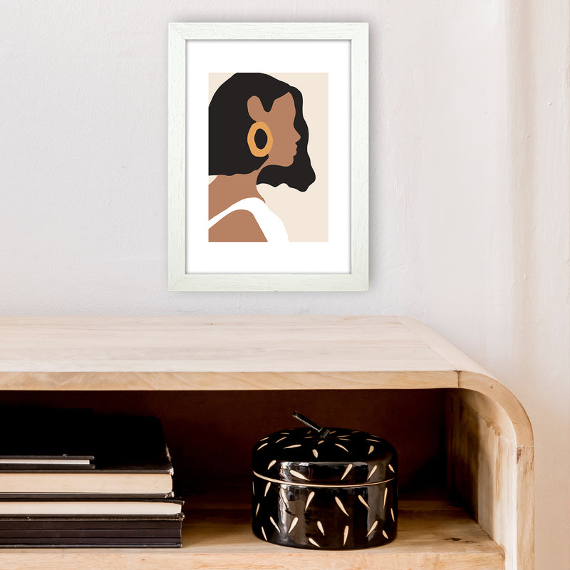 Mica Girl With Earring N6  Art Print by Pixy Paper A4 Oak Frame