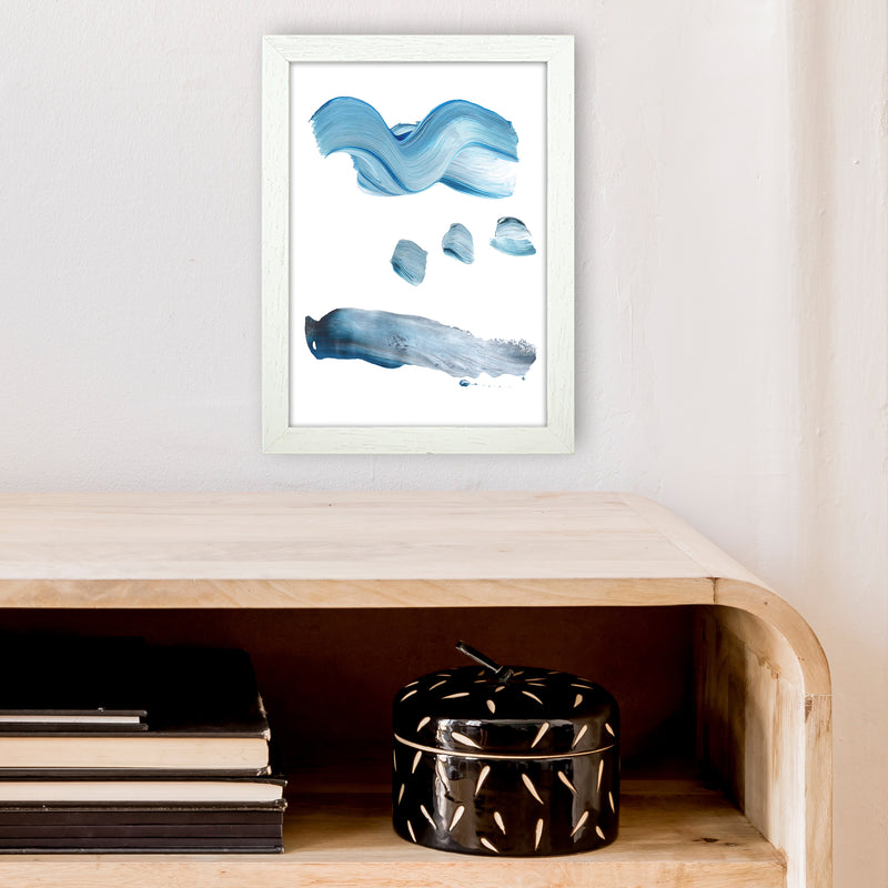 Light Blue Paint Strokes  Art Print by Pixy Paper A4 Oak Frame