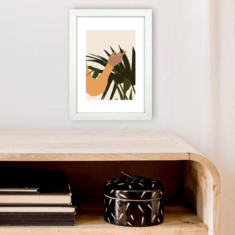 Mica Hand On Plant - N5  Art Print by Pixy Paper A4 Oak Frame