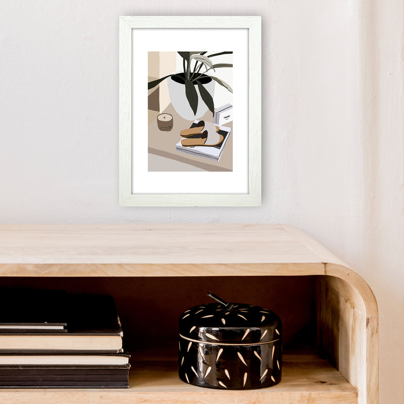 Mica Shoes And Plant N9  Art Print by Pixy Paper A4 Oak Frame