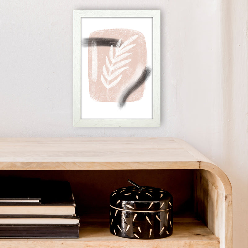 Dalia Chalk White Leaf  Art Print by Pixy Paper A4 Oak Frame