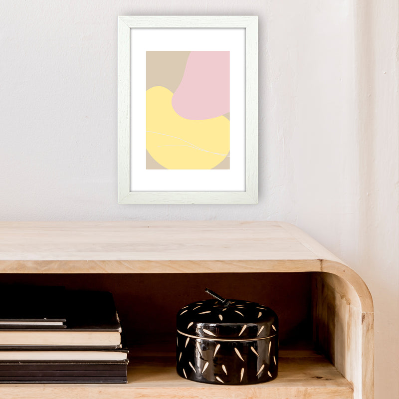 Mila Pink Abstract N20  Art Print by Pixy Paper A4 Oak Frame