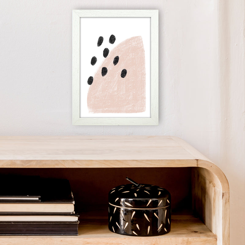 Dalia Chalk Pink Polka  Art Print by Pixy Paper A4 Oak Frame