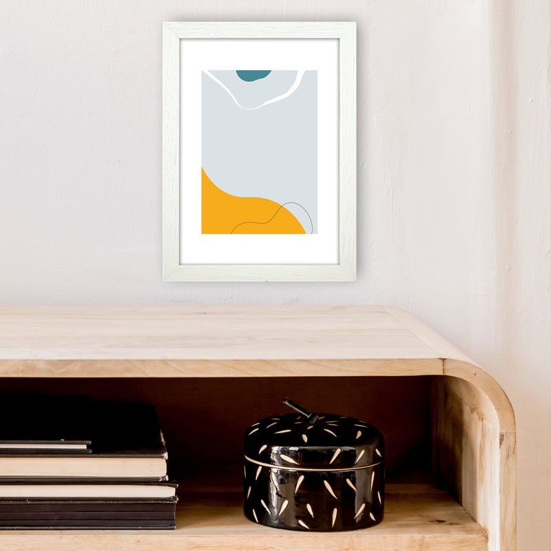 Mita Teal Abstract N21  Art Print by Pixy Paper A4 Oak Frame