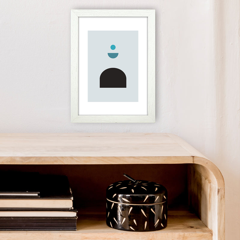 Mita Teal Abstract N12  Art Print by Pixy Paper A4 Oak Frame