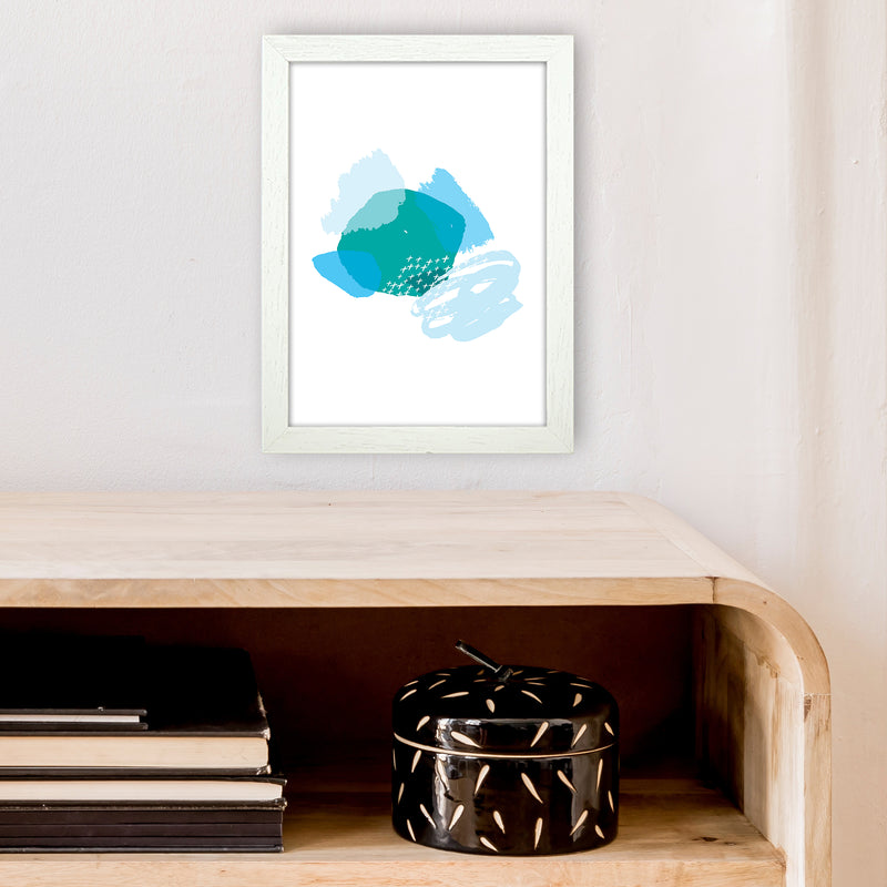 Mismatch Blue And Teal  Art Print by Pixy Paper A4 Oak Frame
