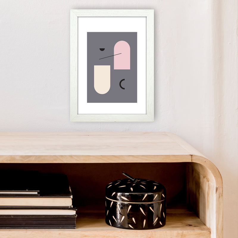 Mila Abstract Pink N5  Art Print by Pixy Paper A4 Oak Frame
