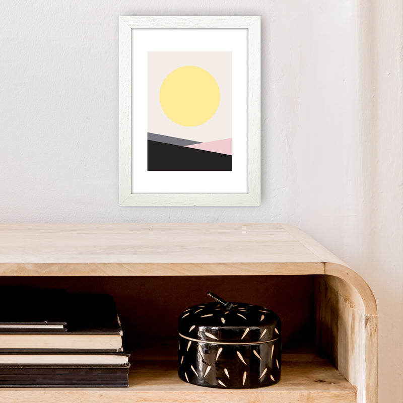 Mila Pink Big Sun N7  Art Print by Pixy Paper A4 Oak Frame