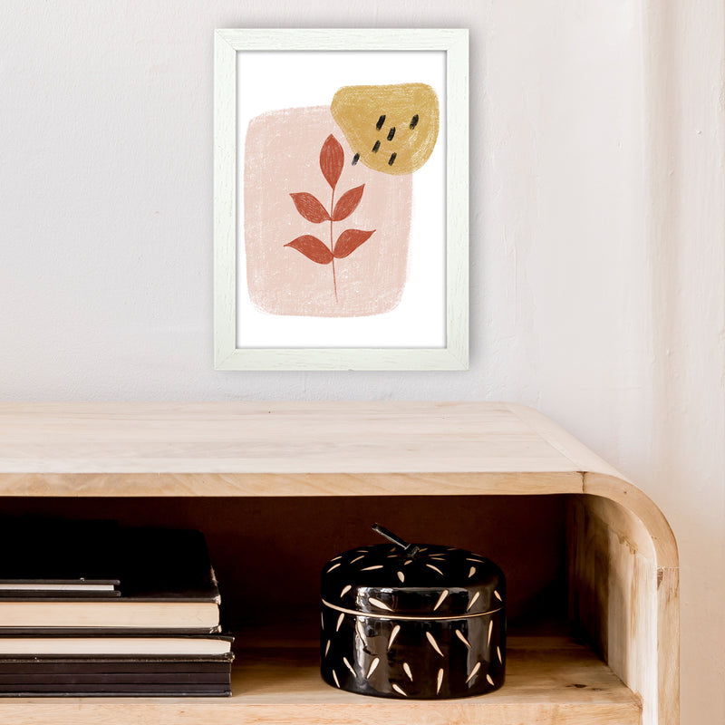 Dalia Chalk Red Leaf  Art Print by Pixy Paper A4 Oak Frame