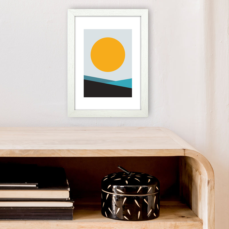 Mita Teal Big Sun N6  Art Print by Pixy Paper A4 Oak Frame