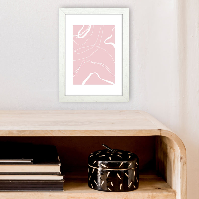 Mila Pink Swirls N14  Art Print by Pixy Paper A4 Oak Frame