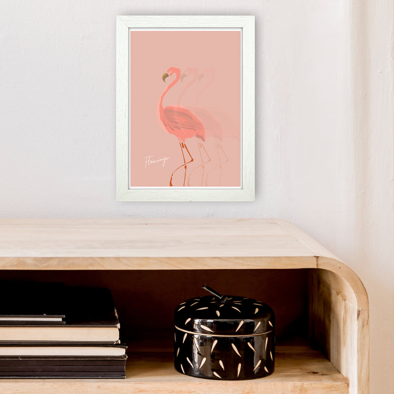 Flamingo Shadow Art Print by Pixy Paper A4 Oak Frame