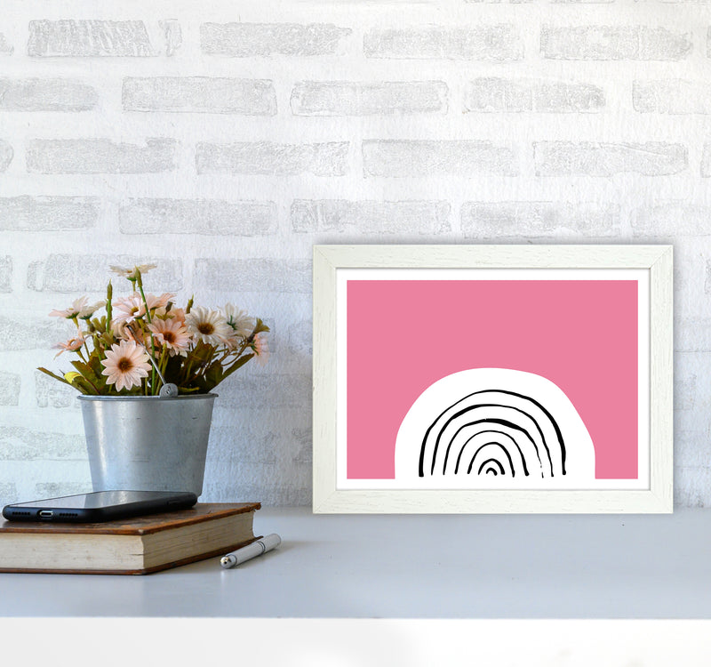 Pink Rainbow Neon Funk  Art Print by Pixy Paper A4 Oak Frame