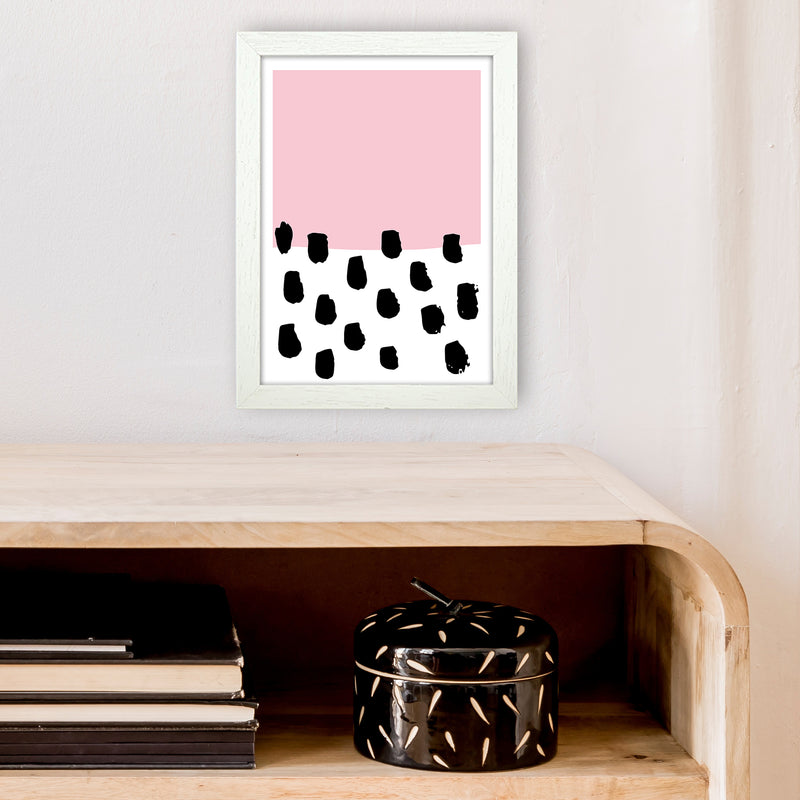 Pink Polka Neon Funk  Art Print by Pixy Paper A4 Oak Frame