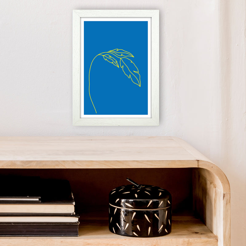 Plant Blue Neon Funk  Art Print by Pixy Paper A4 Oak Frame