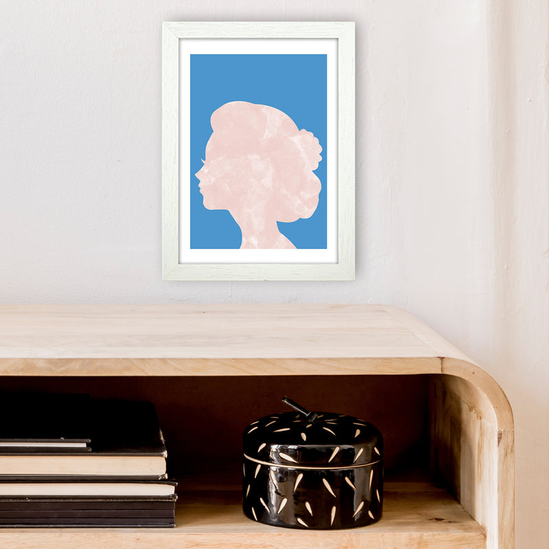 Marble Head Blue  Art Print by Pixy Paper A4 Oak Frame