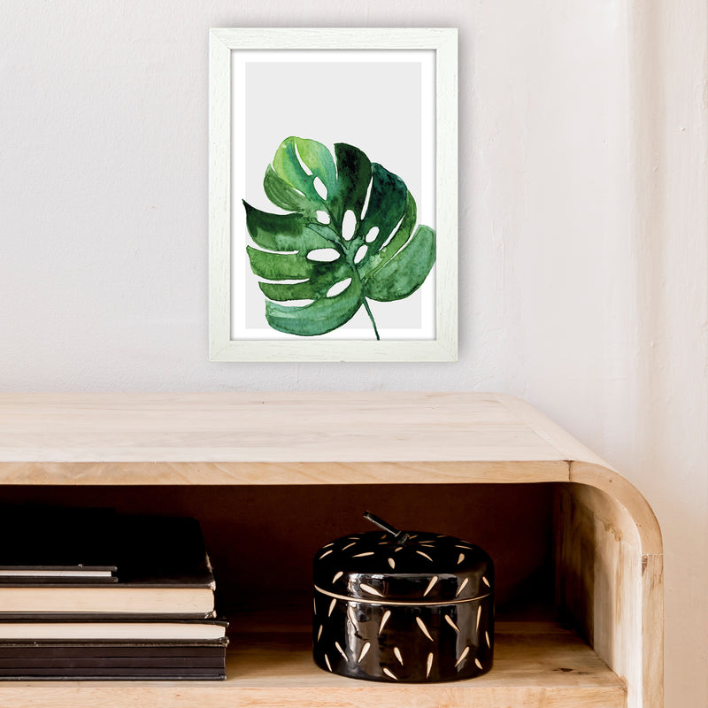 Leaf With Grey Back Exotic  Art Print by Pixy Paper A4 Oak Frame