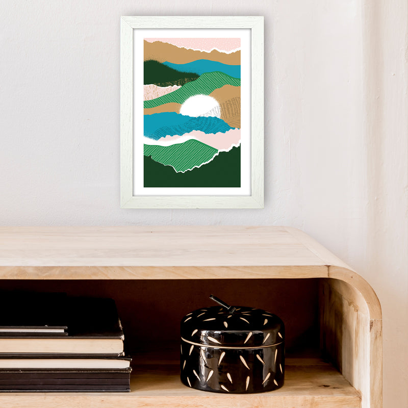 Sun Rising Jungle Abstract  Art Print by Pixy Paper A4 Oak Frame