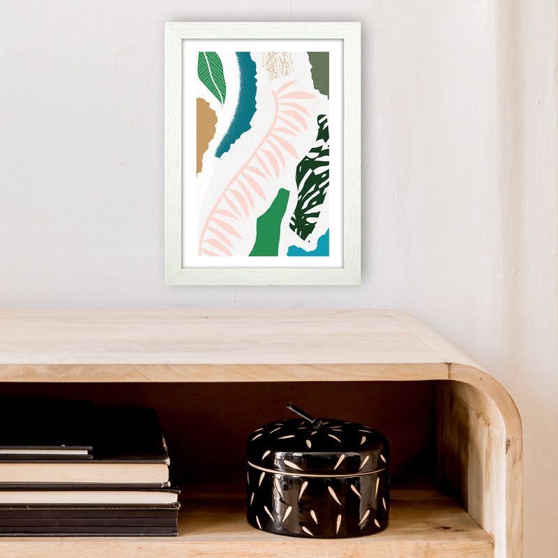 Pink Leaf Jungle Abstract  Art Print by Pixy Paper A4 Oak Frame