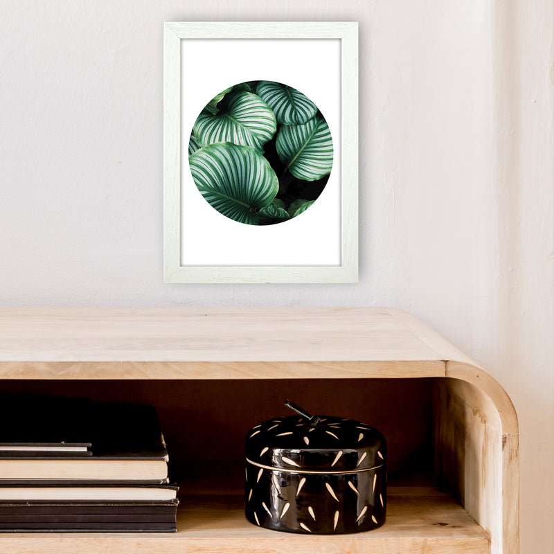 Green Leaf Circle Window  Art Print by Pixy Paper A4 Oak Frame