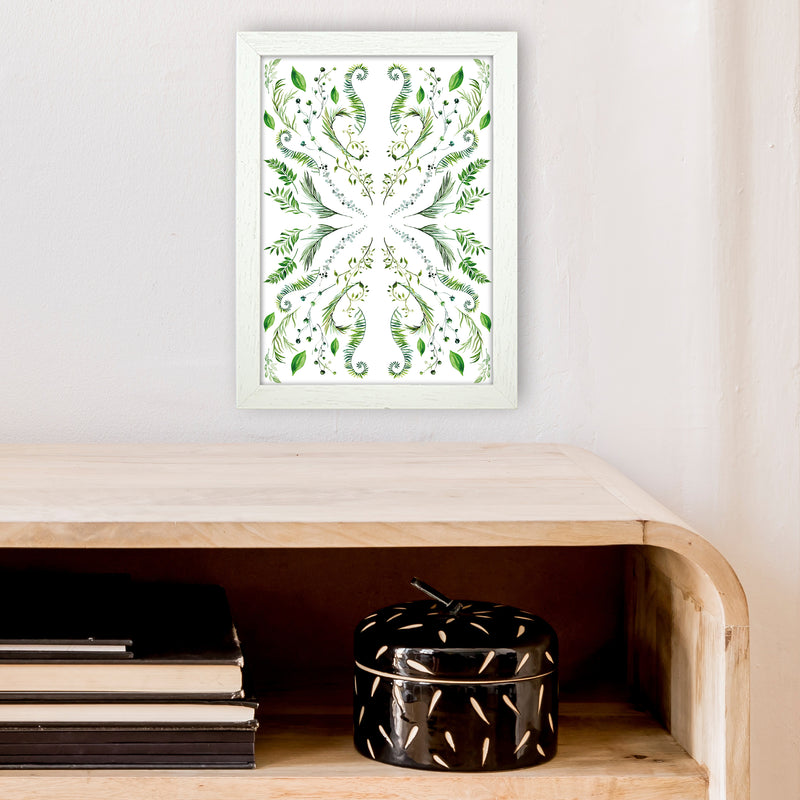 Mirrored Plants Exotic  Art Print by Pixy Paper A4 Oak Frame