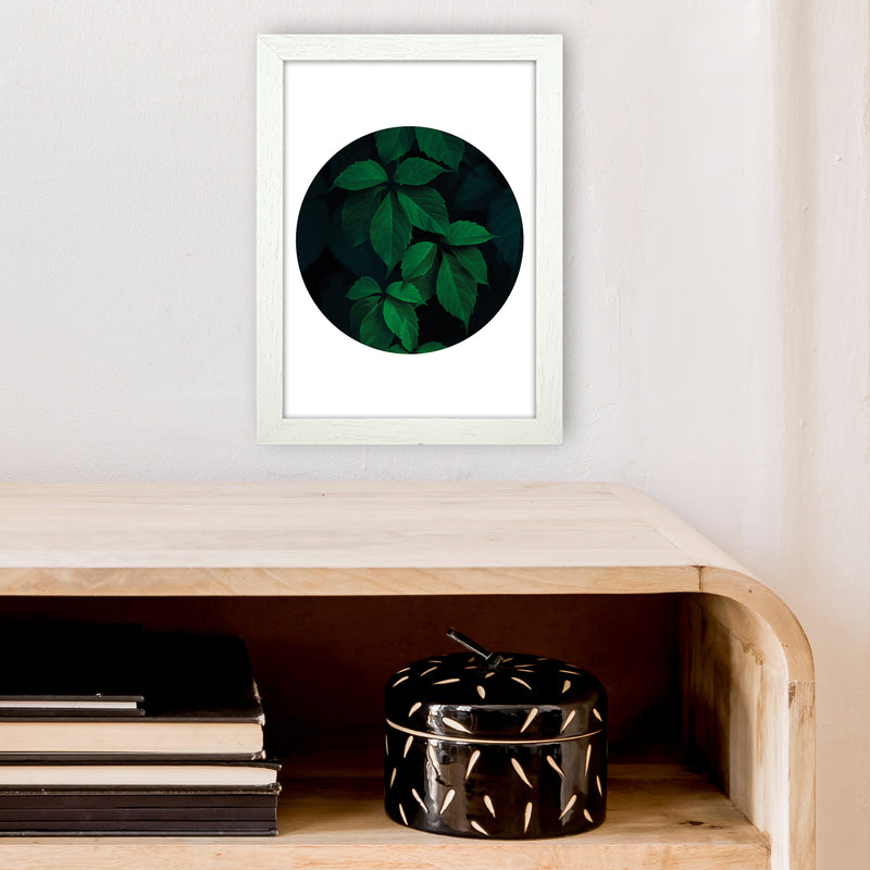 Deep Green Leaf Circle  Art Print by Pixy Paper A4 Oak Frame