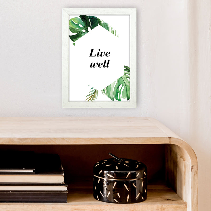 Live Well Exotic  Art Print by Pixy Paper A4 Oak Frame