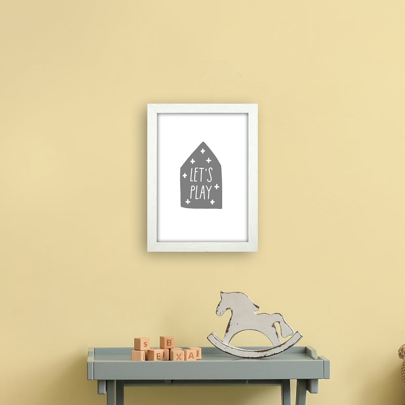 Let'S Play House Grey Super Scandi  Art Print by Pixy Paper A4 Oak Frame