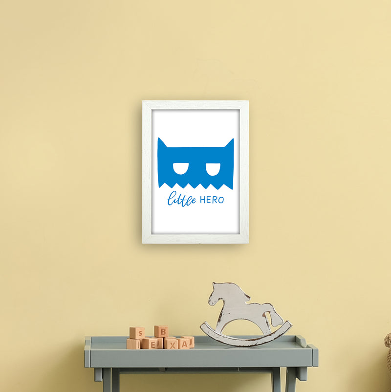 Little Hero Mask Blue Super Scandi  Art Print by Pixy Paper A4 Oak Frame