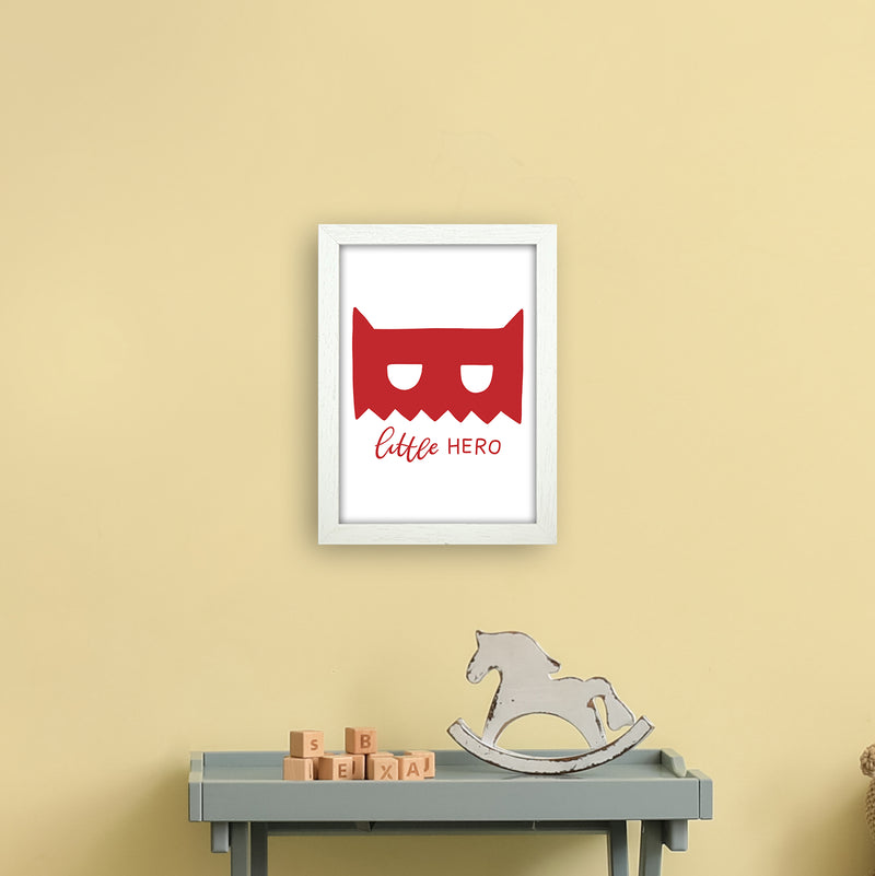 Little Hero Mask Red Super Scandi  Art Print by Pixy Paper A4 Oak Frame
