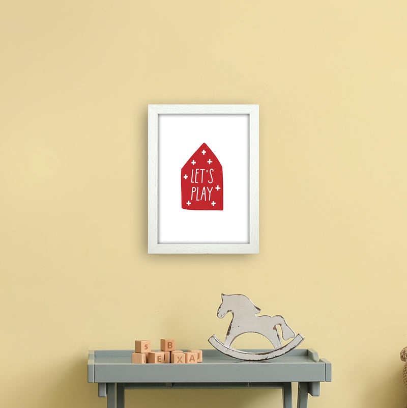 Let'S Play House Red Super Scandi  Art Print by Pixy Paper A4 Oak Frame