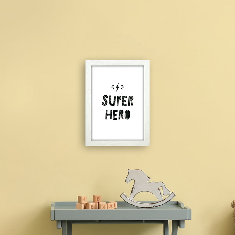 Super Hero Black Super Scandi  Art Print by Pixy Paper A4 Oak Frame