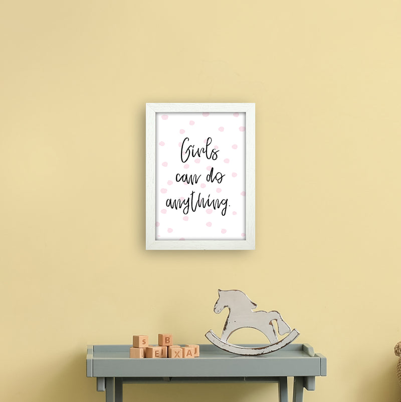 Girls Can Do Anything Pink  Art Print by Pixy Paper A4 Oak Frame
