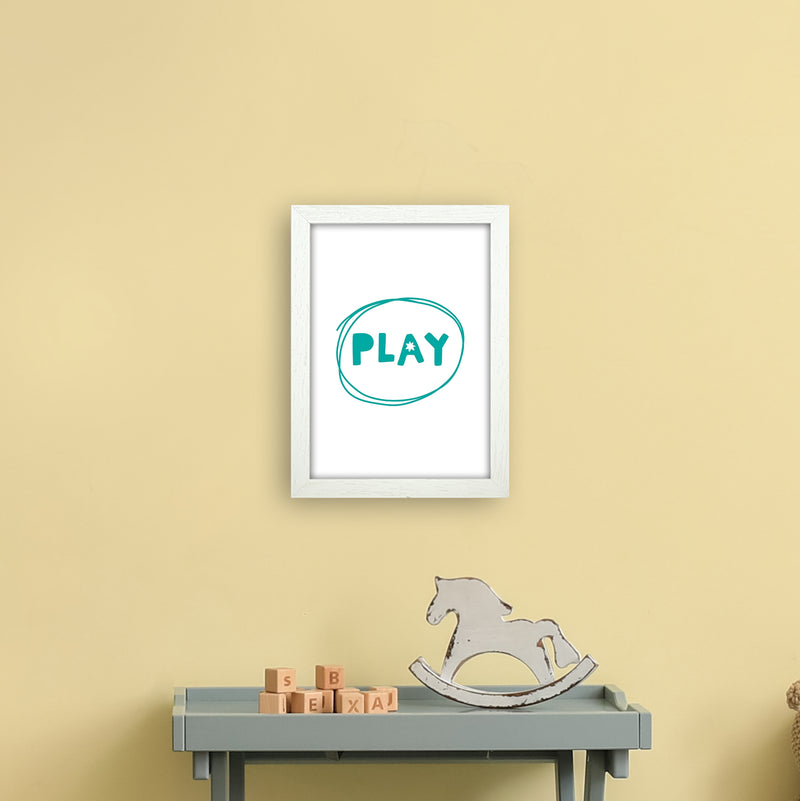 Play Teal Super Scandi  Art Print by Pixy Paper A4 Oak Frame