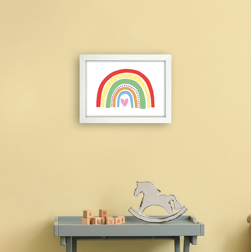 Rainbow With Heart  Art Print by Pixy Paper A4 Oak Frame