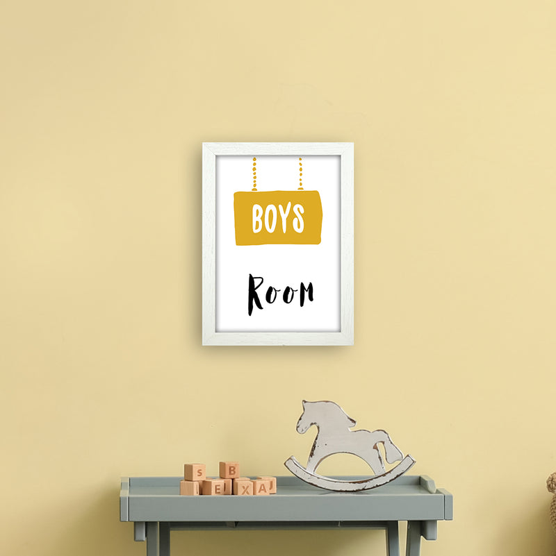 Boys Room Mustard  Art Print by Pixy Paper A4 Oak Frame