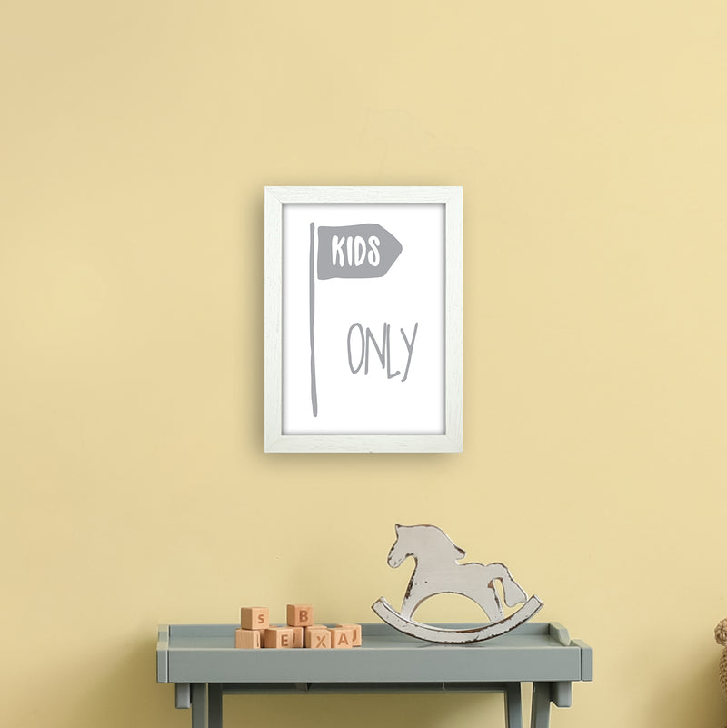 Kids Only Grey  Art Print by Pixy Paper A4 Oak Frame