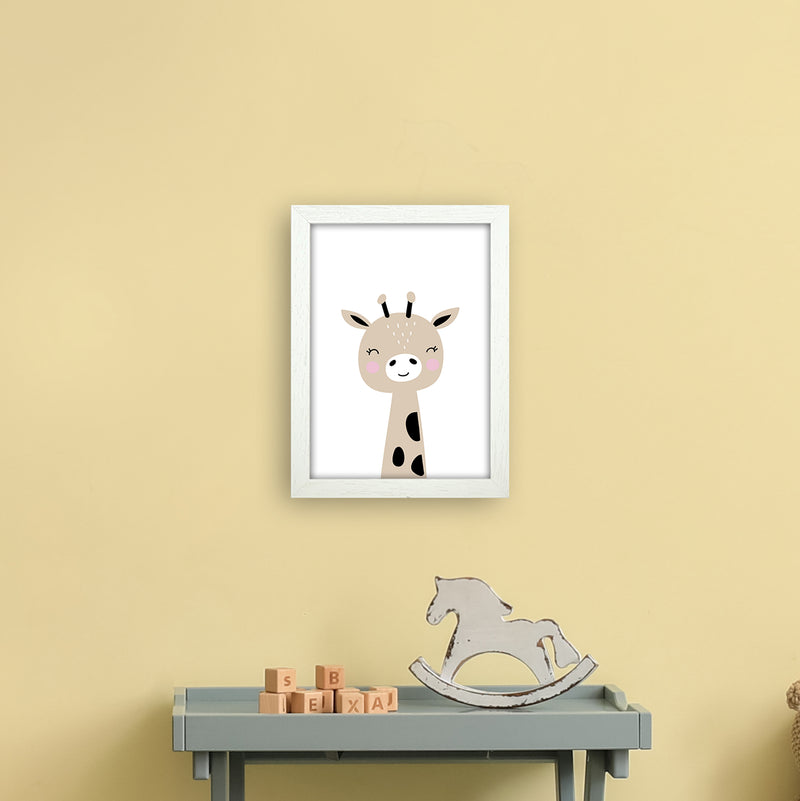 Giraffe Brown  Art Print by Pixy Paper A4 Oak Frame