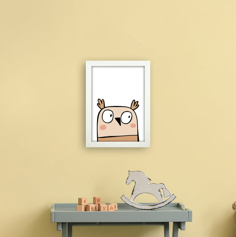 Owl  Art Print by Pixy Paper A4 Oak Frame