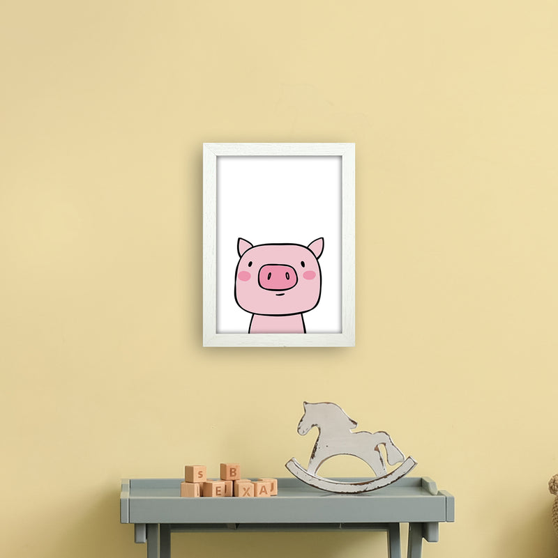 Pig  Art Print by Pixy Paper A4 Oak Frame