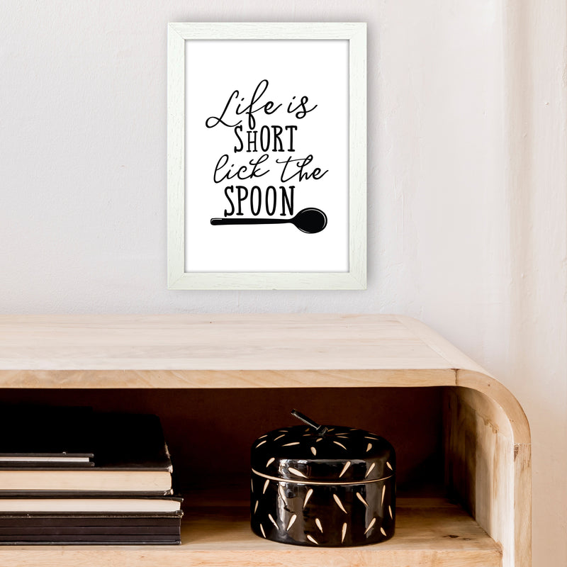 Life Is Short Lick The Spoon  Art Print by Pixy Paper A4 Oak Frame