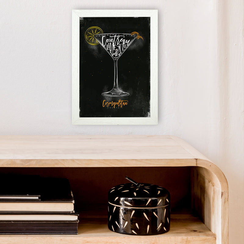 Cosmopolitan Cocktail Black  Art Print by Pixy Paper A4 Oak Frame