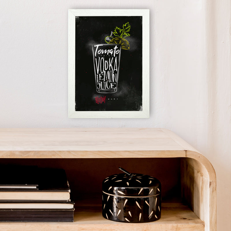Bloody Mary Cocktail Black  Art Print by Pixy Paper A4 Oak Frame