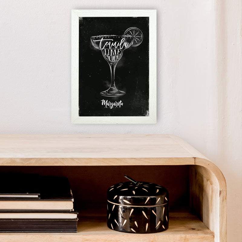 Margarita Cocktail Black  Art Print by Pixy Paper A4 Oak Frame