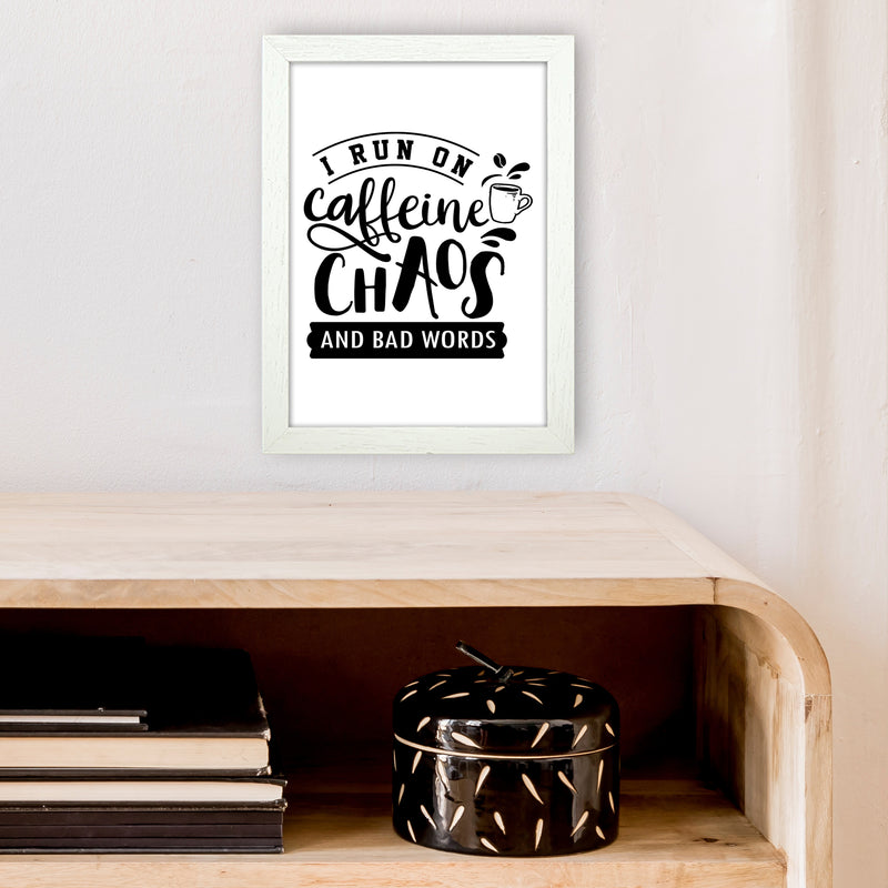 Caffeine And Bad Words  Art Print by Pixy Paper A4 Oak Frame